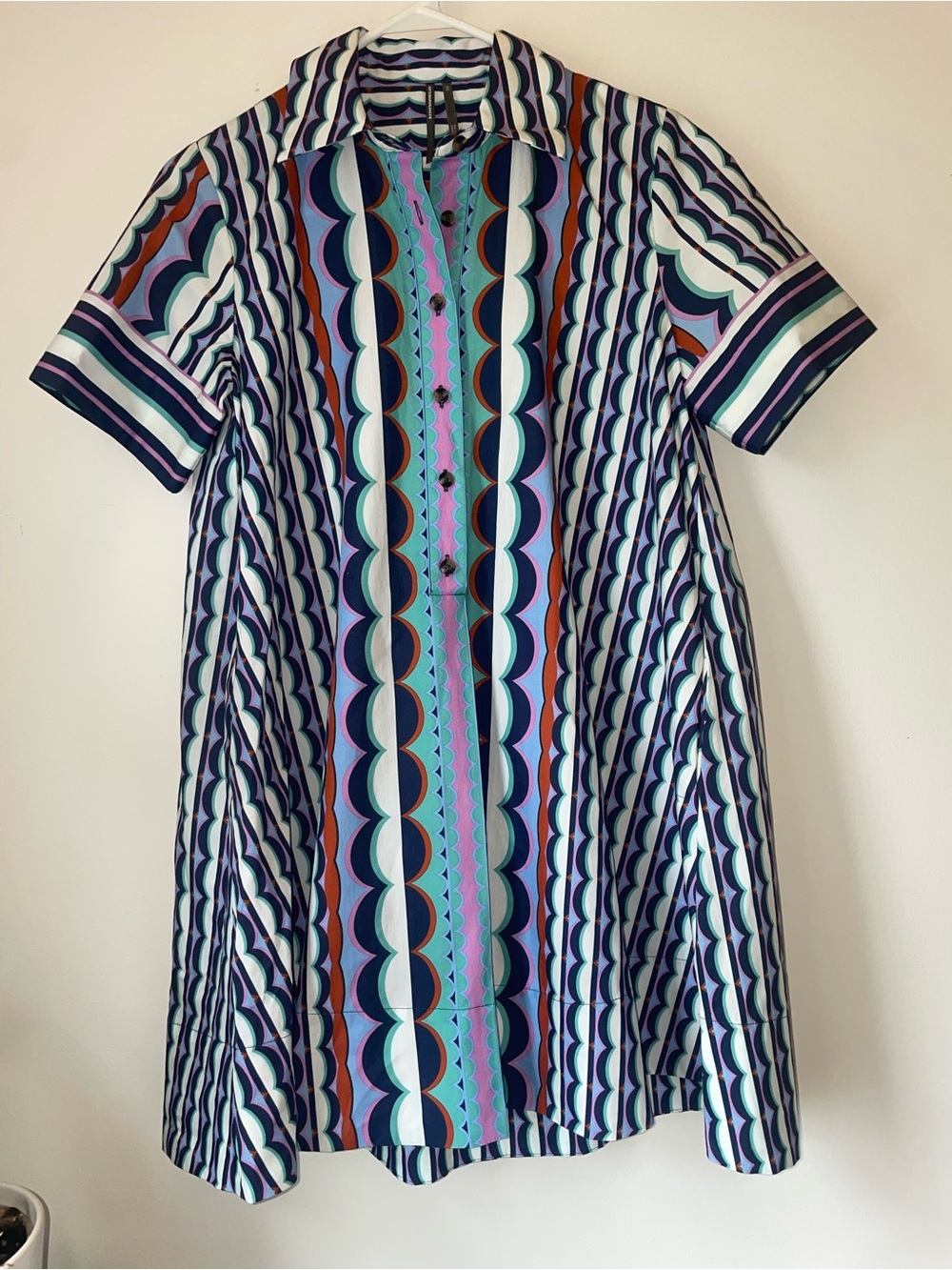Anthropologie Multicolor Geometric Cotton Shirt Dress